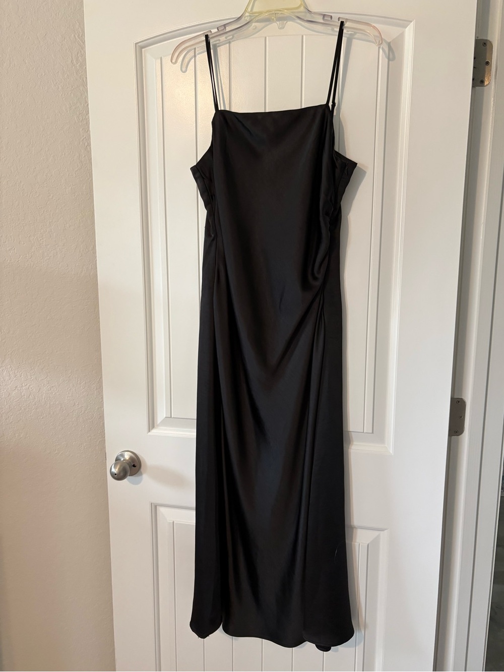 Dress Forum Black Satin Slip Dress with Side Slit Medium